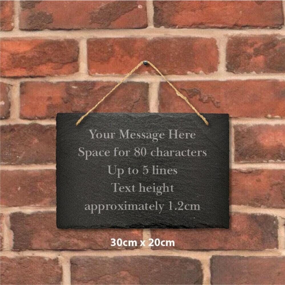 Large Personalised Slate Sign Engraved Message Plaque Home Wedding 30cm X 20cm