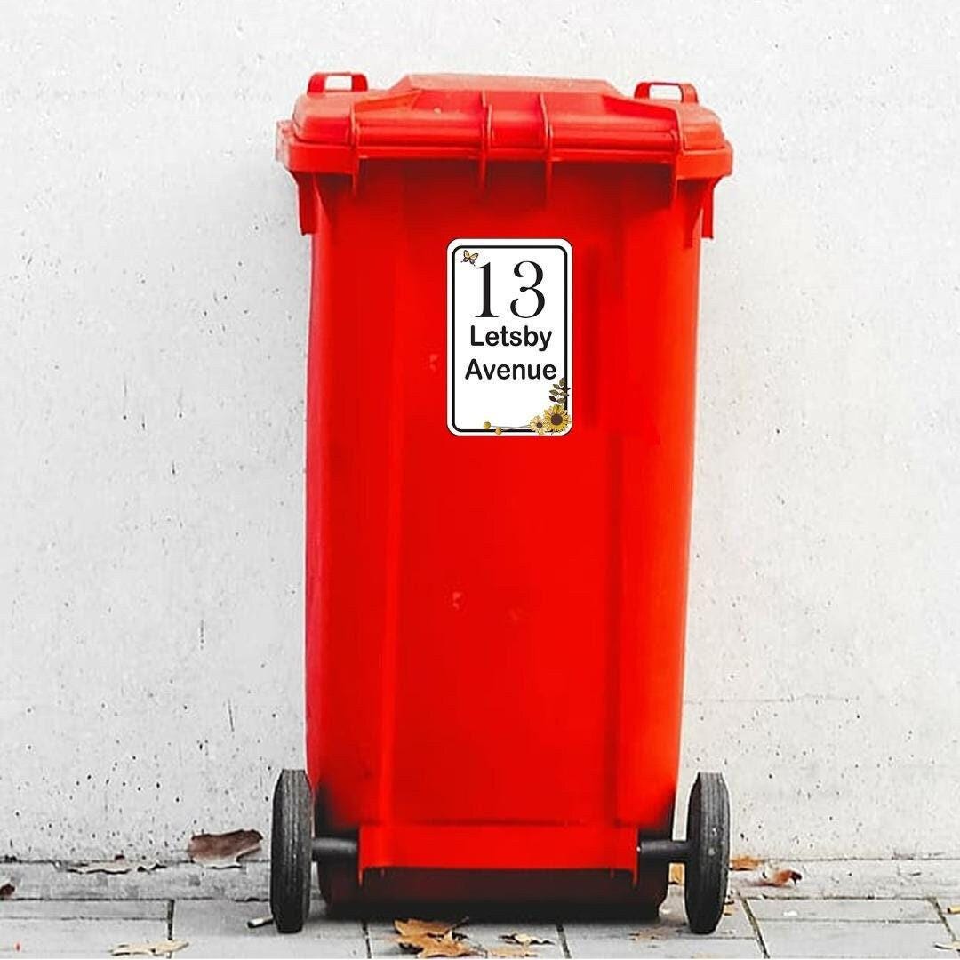Personalised Street Dustbin Number Name Sticker Road Street Wheelie Bin Waterproofvinylstickers