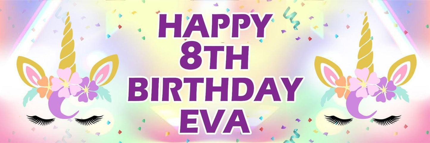 Personalised Unicorn Birthday Banner: Fairytale Party Decoration (2 Pack)