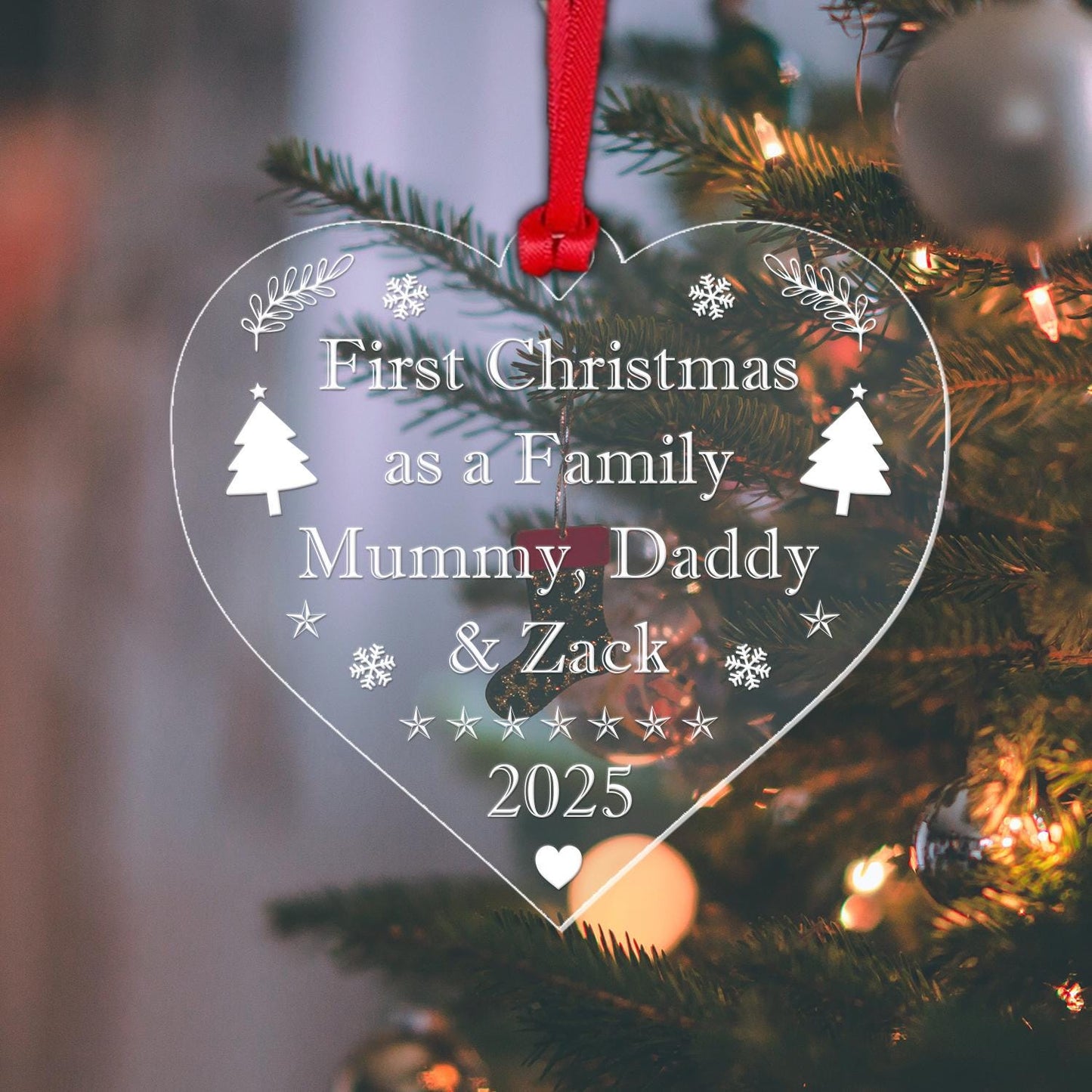 Personalised First Christmas Family Bauble Any Name 1st Xmas Tree Decoration Gift