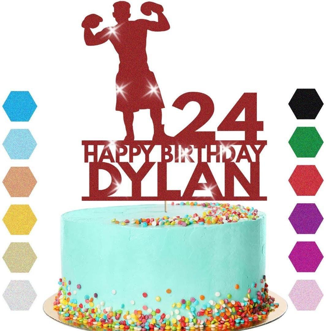 Personalised Boxing Birthday Cake Topper: Glitter Champion Decoration