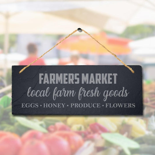 Farmers Market Hanging Slate Sign Engraved Sign Local Farm Fresh Goods Home Gift