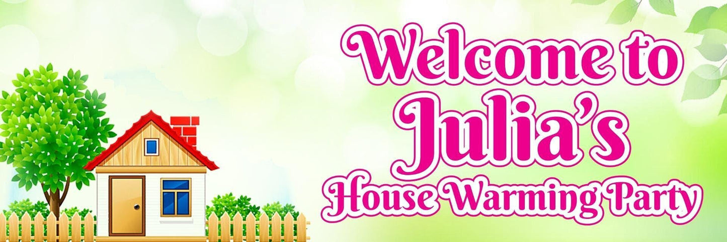 2 Personalised House Warming Party Celebration Banners Decoration Posters