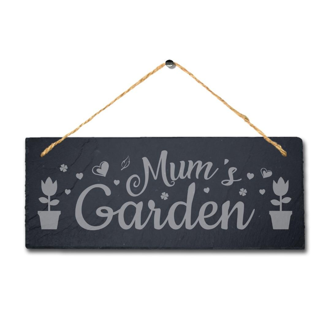 Mums Garden Laser Engraved Hanging Slate Garden Home Decor Plaque Sign