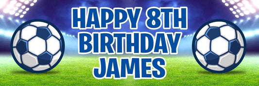 2x Personalised Football Birthday Banner: Custom Name & Age, Party Decoration