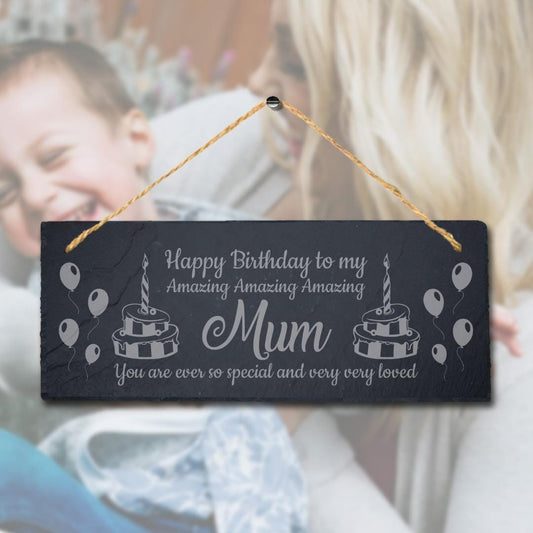 Engraved Slate Mum Plaque - Happy Birthday, Mother's Day Gift