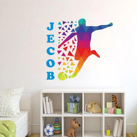Personalised Crystal Football Boy Wall Sticker Name Vinyl Decal Kids Nursery Bedroom