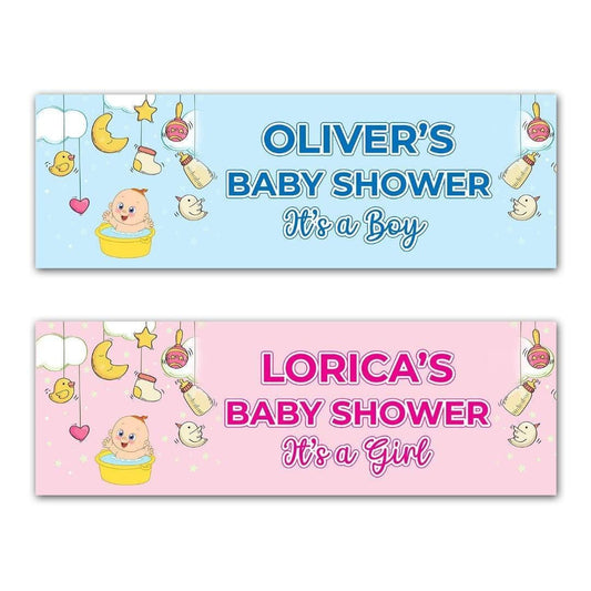 2 Personalised Baby Shower Banners Blessing Party Celebration Decoration Posters For Mum to Be