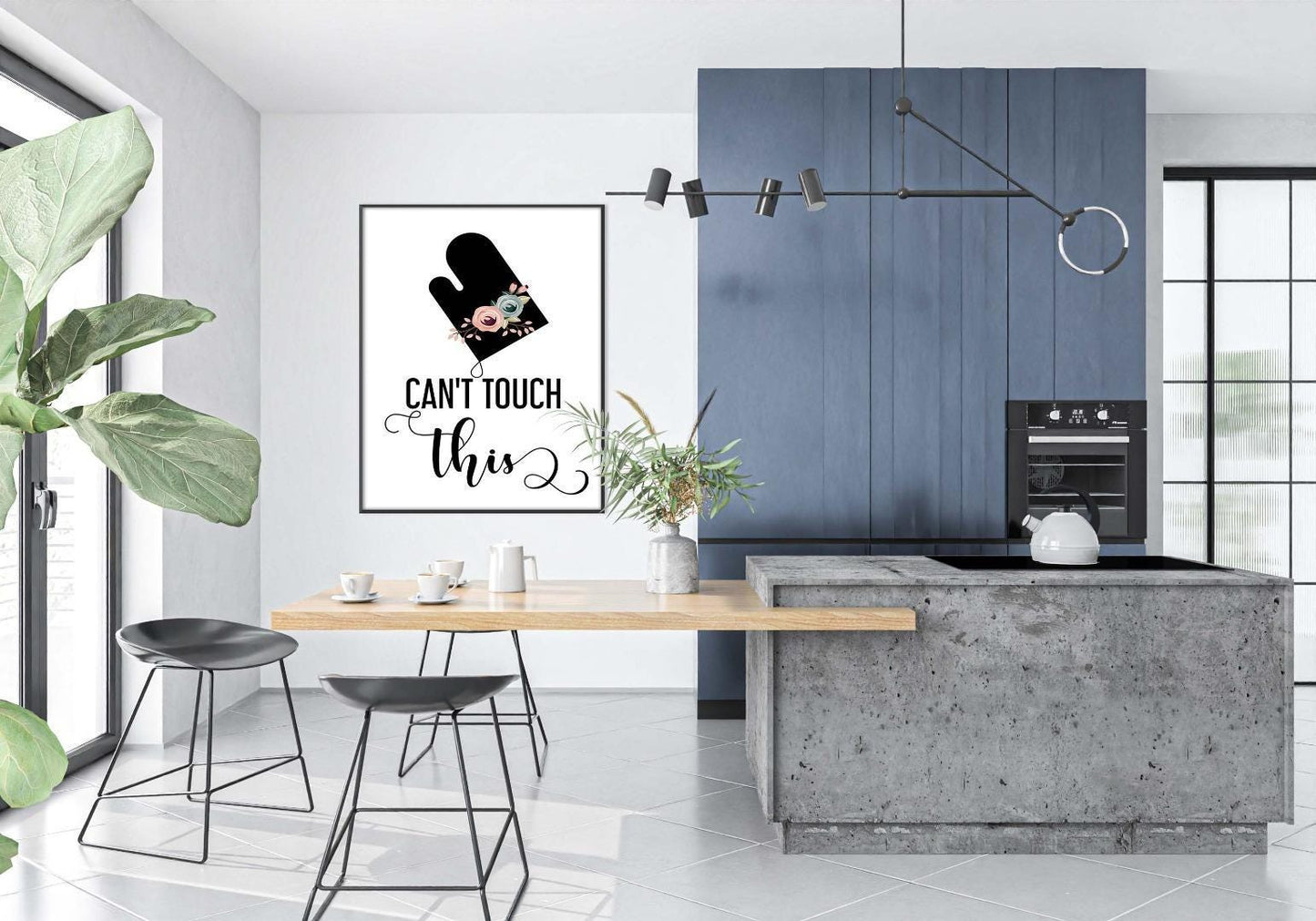 Cant Touch Kitchen Mitten Glove Minimalist Wall Home Dining Decor Print Poster