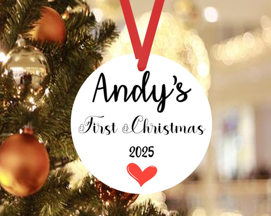 Personalised Name Baby First Christmas Bauble Xmas Santa Ceramic Ornament Gift