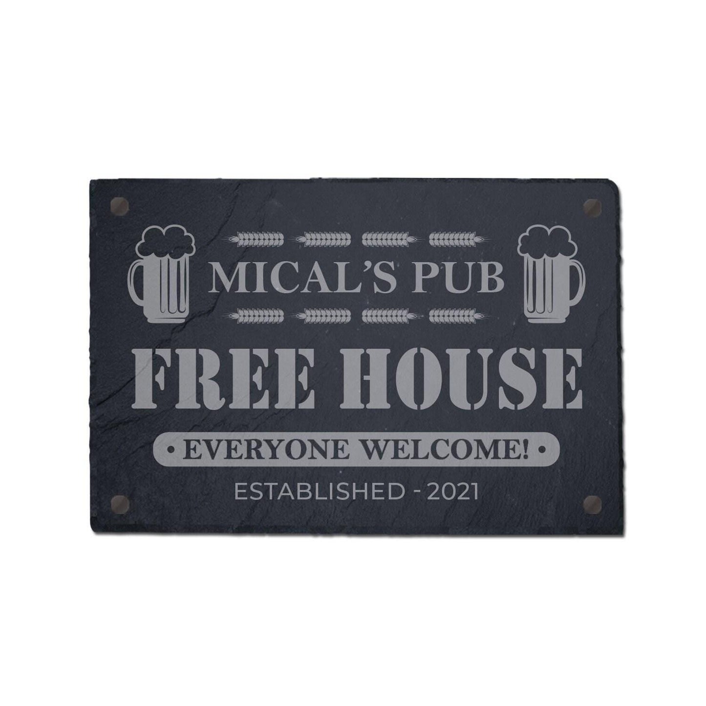 Personalised House Plaque Home Street Name Wall Slate Sign Laser Engraved Stone