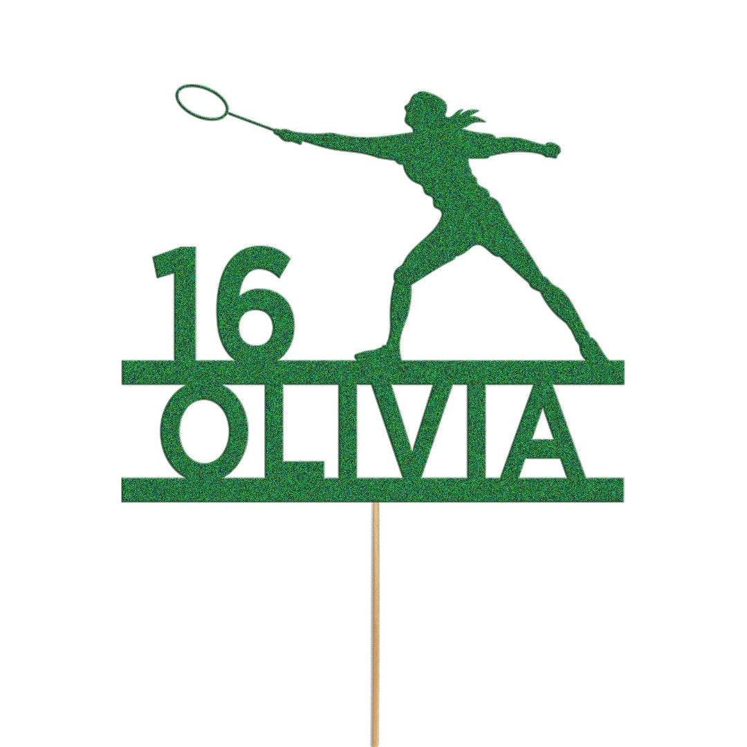 Personalised Glitter Tennis Cake Topper: Any Name & Age