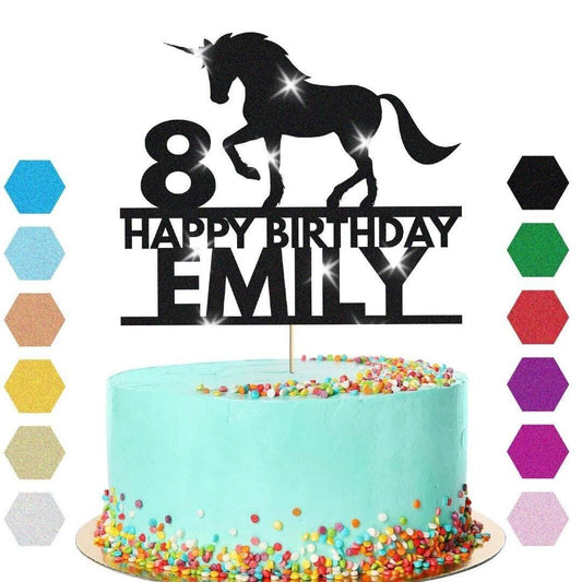 Personalised Unicorn Cake Topper Party Birthday Cake Decoration Any Name & Age