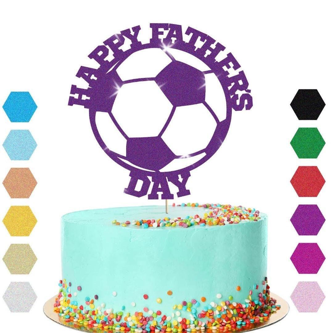 Happy Fathers Day Football Cake Topper Dad Daddy Party Glitter Cake Decoration