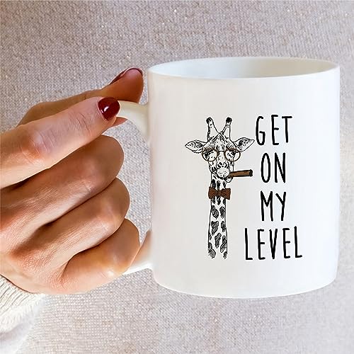 Funny Giraffe Gift Lover Get On My Level | Ceramic Coffee Mug | 11 OZ