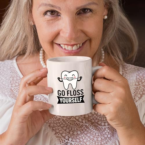 Go Floss Yourself Dentist Gifts For Men Women | Ceramic Coffee Mug | 11 OZ