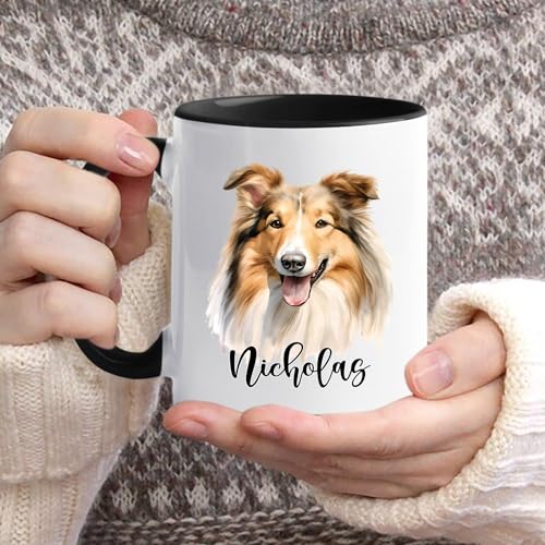 Personalized Rough Collie Customized Name | Customised Coffee Mug | 11 OZ