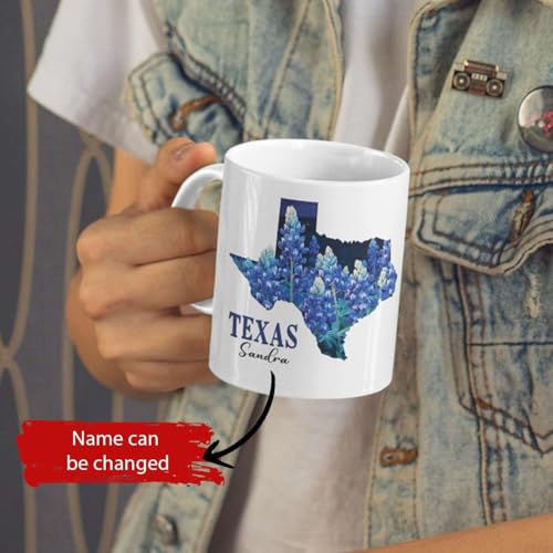 Personalized Texas Custom Name Bluebonnet | Customised Coffee Mug | 11 OZ