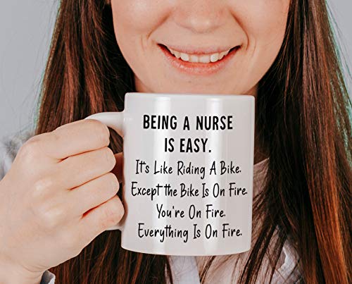 Being Nurse Is Easy Like Riding Bike Funny | Ceramic Coffee Mug | 11 OZ