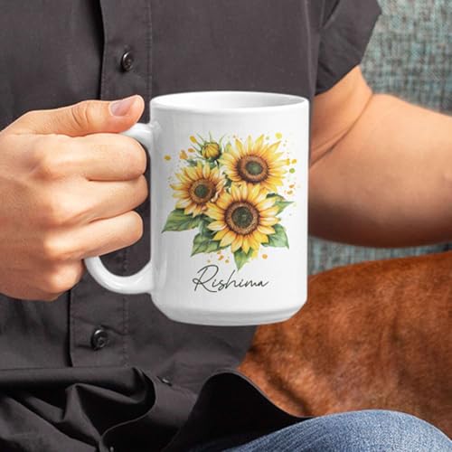 Customized Name Sunflower Personalized | Customised Coffee Mug | 11 OZ