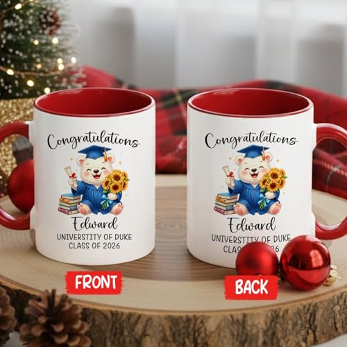 Graduation Polar Bear Accent Personalized | Customised Coffee Mug | 11 OZ