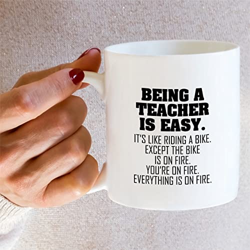 Funny Being a Teacher is Easy Except the Bike | Ceramic Coffee Mug | 11 OZ