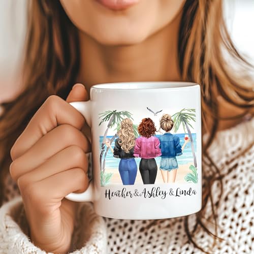 Personalized 3 Best Friends for Women | Customised Coffee Mug | 11 OZ