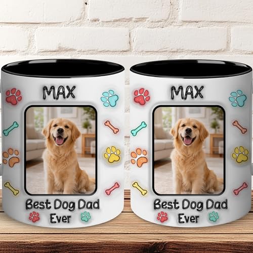 Personalized Dog Dad for fathers day mug | Ceramic Coffee Mug | Father's Day Gift | Stylish Printed Design | Tea & Coffee Cup | 11oz | Black Two-Tone Design