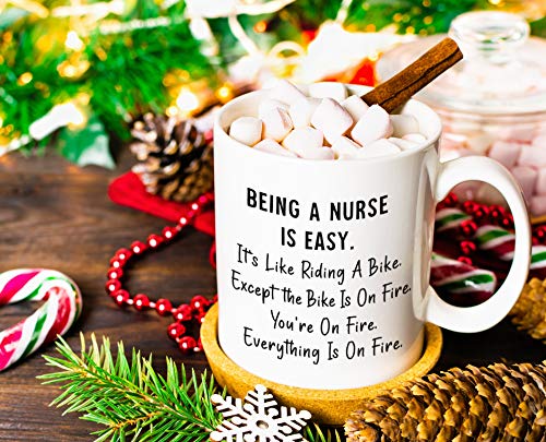 Being Nurse Is Easy Like Riding Bike Funny | Ceramic Coffee Mug | 11 OZ