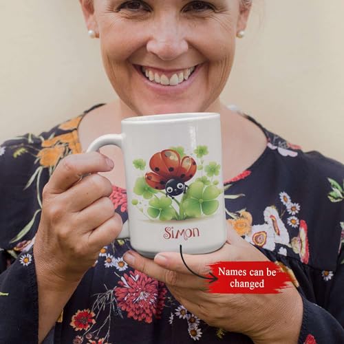 Personalized Adorable Ladybug And Four-Leaf | Customised Coffee Mug | 11 OZ