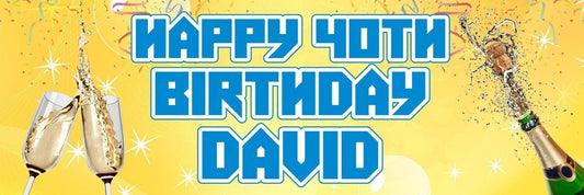 2 Personalised Birthday Banners For Men Women Champagne Themed Party Decoration Posters