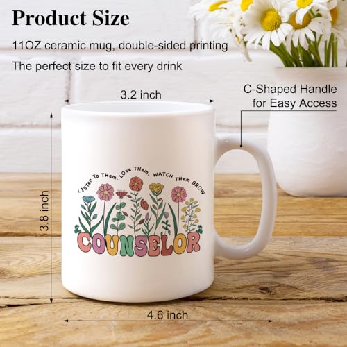 XQLZY Counselor Floral Appreciation Gifts | Ceramic Coffee Mug | 11 OZ