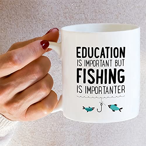 Funny Education is Important Fishing | Ceramic Coffee Mug | 11 OZ