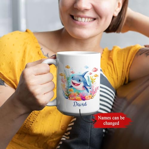 Personalized Shark Custom And Color Fishes | Customised Coffee Mug | 11 OZ