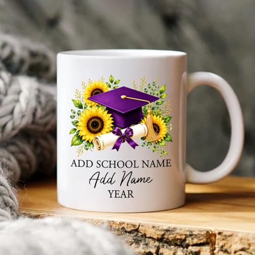 Personalized School Name Graduation Cap | Customised Coffee Mug | 11 OZ