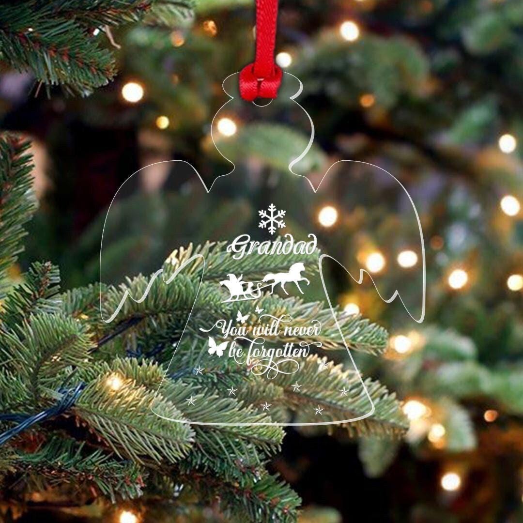 Personalised Grandad Christmas Memorial Bauble Keepsake Angle Any Name Memorial Gift