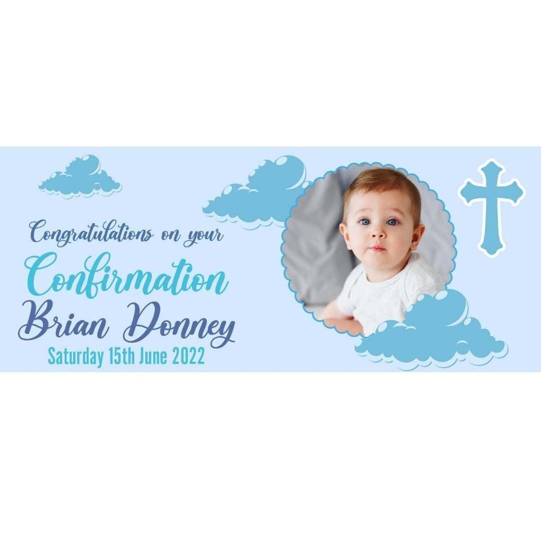 2x Personalised Confirmation Congratulations With Picture Banner Party Posters Celebration