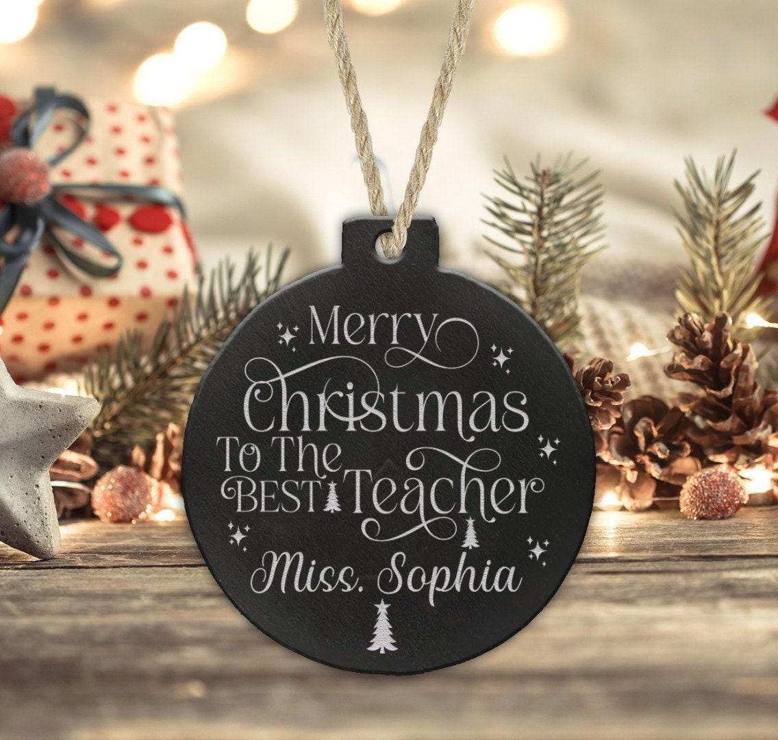 Personalised Teacher Christmas Bauble: Engraved Acrylic Ornament