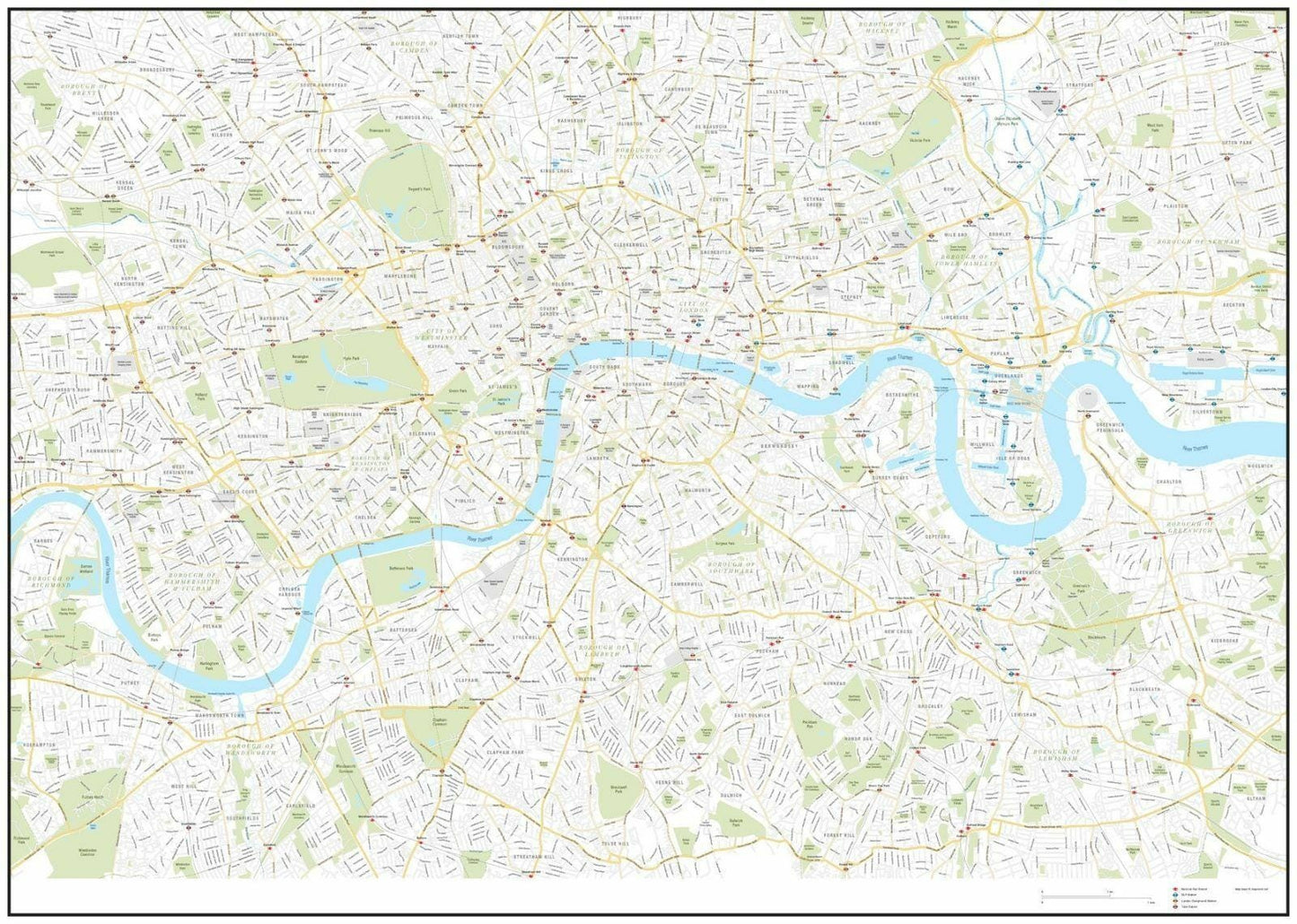 London Boroughs Map Poster: Detailed City Art Print