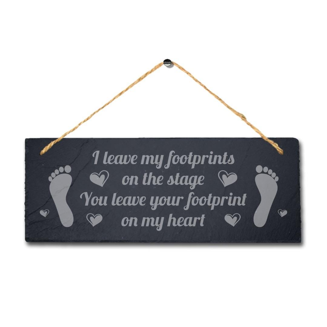 Teacher Thank You Gift Engraved Slate Sign Leave Footprints School Leavers