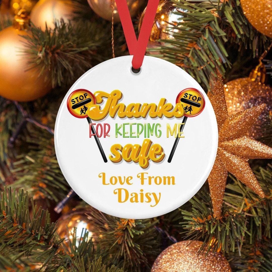 Personalised Lollypop Lady Christmas Ceramic Bauble Gift Thanks Keeping Me Safe Tree Hanging Decoration