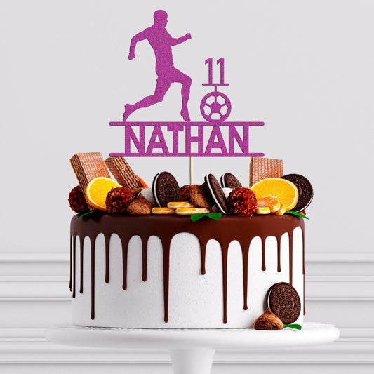 Personalised Football Cake Topper Ideal For Footballer Birthdays! Add Any Name & Age