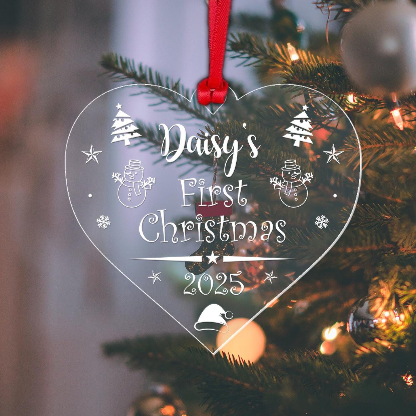 Personalised Babys First Christmas Bauble 1st Xmas Heart Tree Decoration Gift