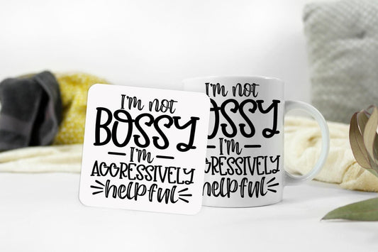 Funny 'I'm Not Bossy' Mug and Coaster Set: Office Gift