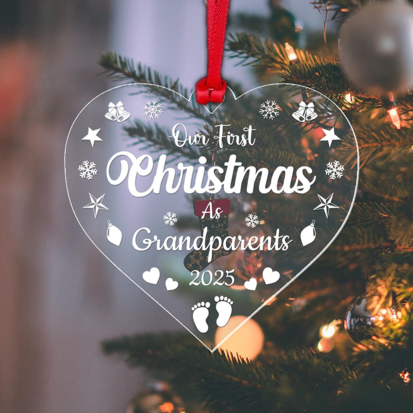 Personalised Grandparents First Christmas Bauble: Acrylic Keepsake Gift