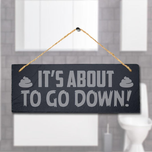 Wc Hanging Slate Sign Engraved Plaque Funny Toilet Restroom Washroom Home Gift