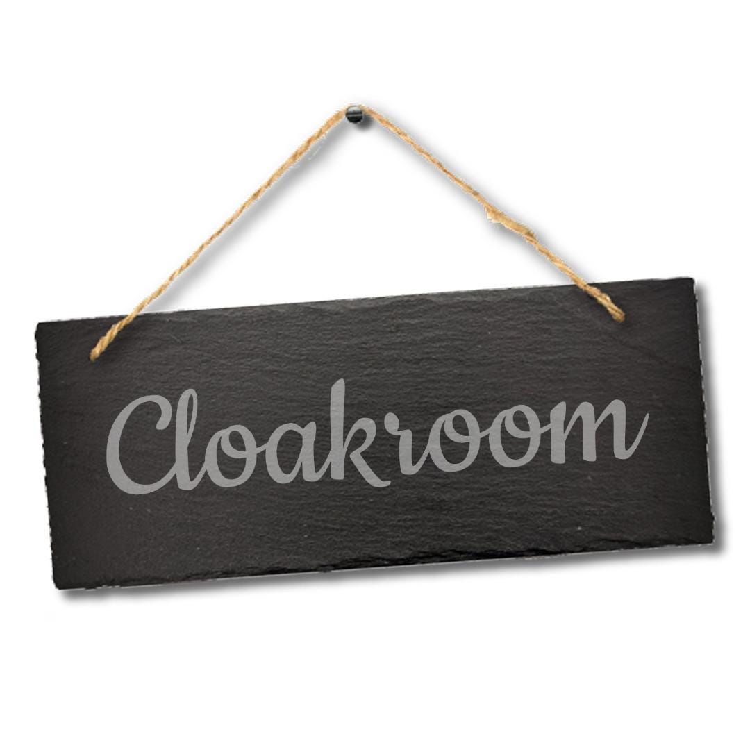 Cloakroom Engraved Hanging Cupboard Closet Slate Plaque Home Decor Gift Sign