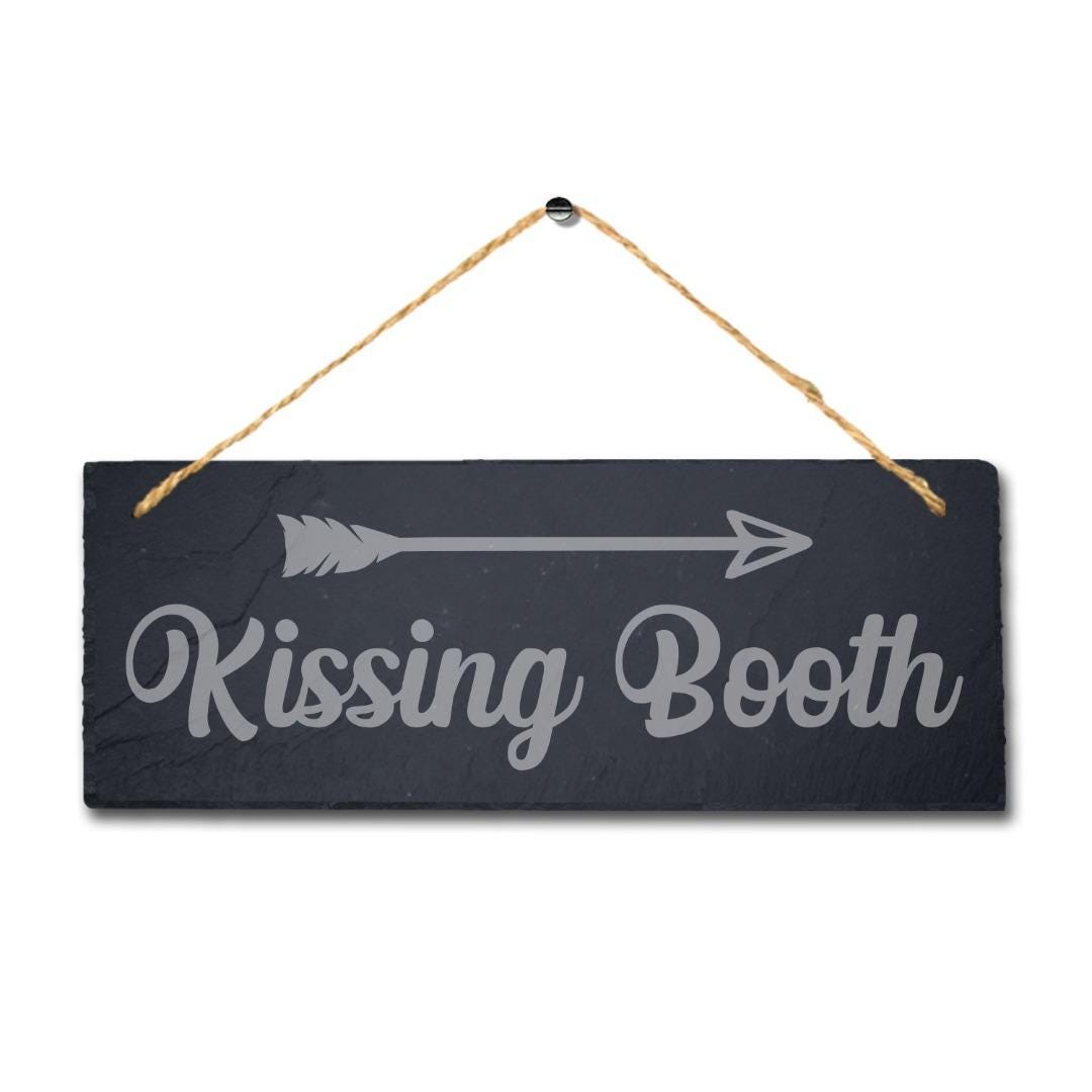Kissing Booth Hanging Slate Sign Laser Engraved Plaque Romantic Wall Home Gift