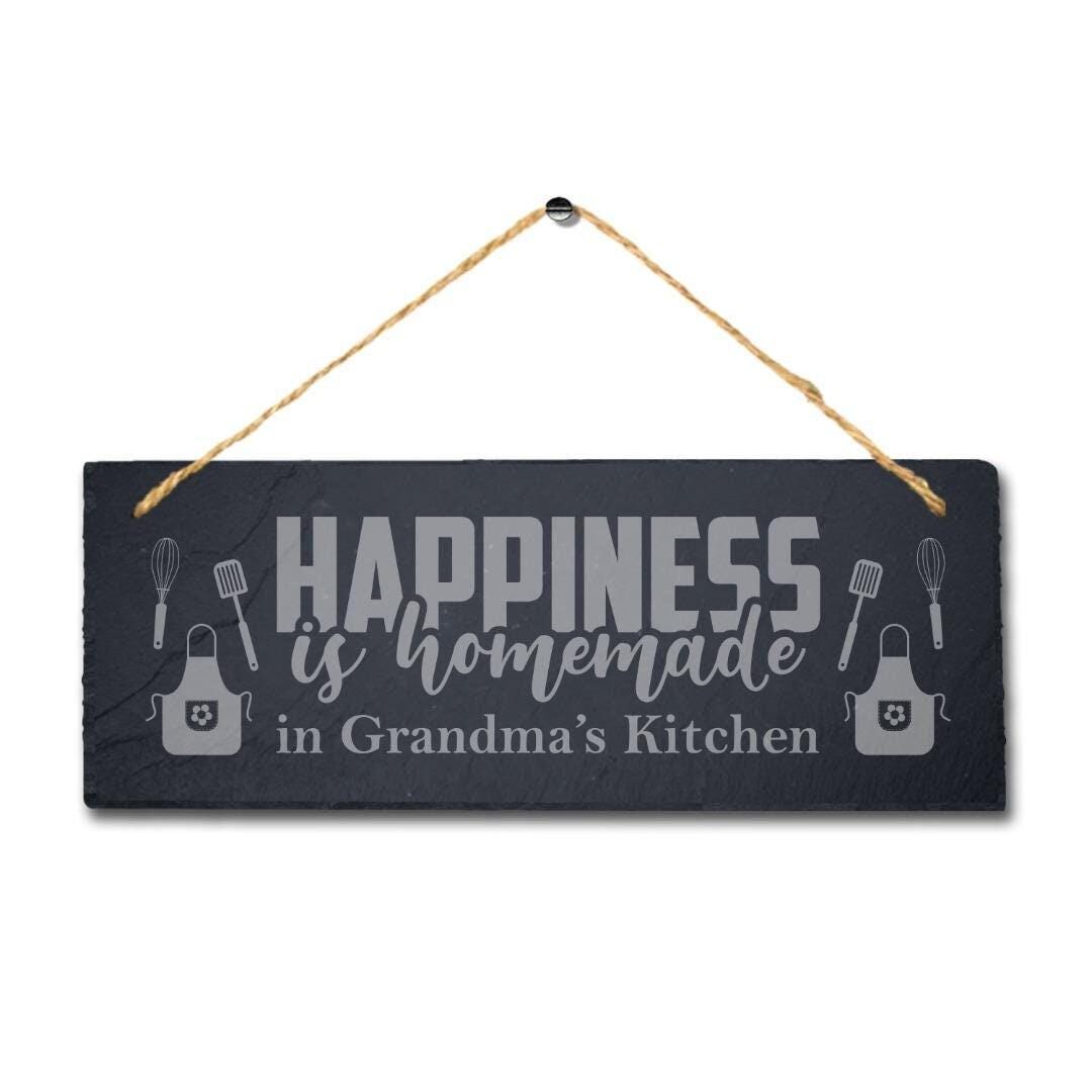 Personalised Grandma Kitchen Hanging Slate Sign Engraved Plaque Food Lovers Gift