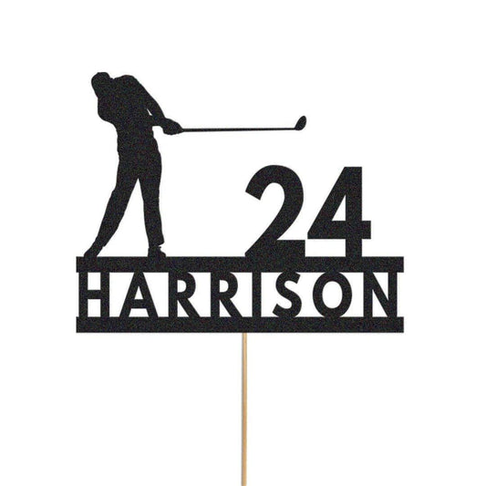 Personalised Glitter Golf Cake Topper: Golfer Name & Age